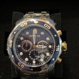 Invicta Blue and Gold Two-Tone Chronograph Watch